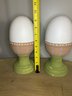 Large Wood  Painted Egg In Cup Decor
