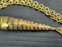 18'' Golden Articulated Fish  3''  - Silvertone Articulated Fish And Horn 8.5 Chain . 1/2 Inch Charms