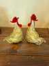 Pair Of Murano Art Glass Roosters