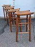 Lot Of Four - Rustic Vintage Bar Stools With Rope Seats