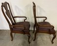 Two Contemporary Queen Anne Chairs With Leather Slip Seats
