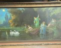 Framed Artwork Classical Figures And Swans In Lake