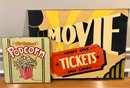 Metal Movie And Popcorn Signs