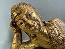 Hand Carved Wooden Gold Leaf Reclining Budda