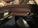 A22. Cynthia Rowley Embossed Tan, Brown Leopard Print Leather Handbag.