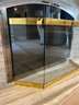 Modern Glass And Gold Tone Fireplace Screen