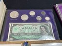 THREE BVI COMMEMORATIVE PROOFS, A 1973 MEDAL, AND A CANADIAN WILDLIFE PROOF SET