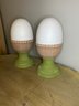 Large Wood  Painted Egg In Cup Decor
