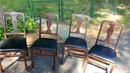 A Set Of Four Wood & Vinyl Sear Folding  Chairs By Stokmore Co. USA MADE.
