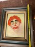 Framed Clown Oil Painting Signed