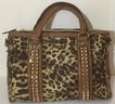 A6. Genuine Leather Leopard Pattern, Studded Strap Handbag, Purse.