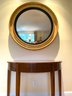 Large Convex Gilt Mirror With Bevel Edge & Bead Trim