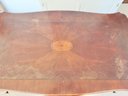 Mahogany Trestle Base Two Drawer Inlaid Desk (contents Not Included)