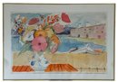 Listed Artist Charles Levier Large Watercolor 'Flowers' (France 1920-2003) 40' X 28' (I)