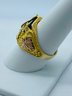 Awesome Screaming Eagle 10k Tri Color Gold & Onyx Ring