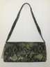 A39. Tano #8397 Brand New Green & Black Leather Clutch, Strap Handbag.