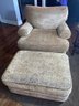 Bernhardt Chenille Paisley Comfort Chair With Ottoman
