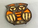 A Fantastic Metal & Colored Glass Vintage Owl Trivet