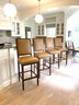 Set Four Handsome Bausman Leather Counter Chairs With Hobnail Detail