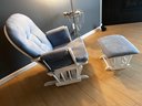 Glider With  Footstool /Light Blue Cushions