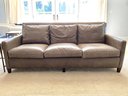 Lillian August Couture Modern Leather Three Seat Club Sofa