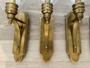 Set Four Beautiful Brass & Crystal Wall Sconces