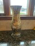 Gold Toned Tall Glass Vase
