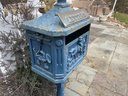 Blue Painted Cast Iron Vintage Mailbox