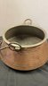 A Vintage Brass & Metal Fireplace Cauldron With Hanging Handle - 12' Opening X 8'H