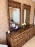 Provincial Stule Long Walnut Dresser With Mirror