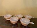 Set Of Five Vintage Fire King Lidded Dishes With Handles