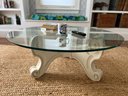 Antique Coffee Table With Round Glass Top