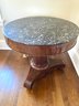 Beautiful Antique Marble Top Flame Mahogany Empire Table  (LOC S1)