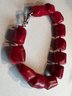 Gorgeous Chunky Red Coral Bracelet - Retail Price $450 - Sterling Silver Clasp - Very Pretty Bracelet !