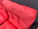 Lot Of (2) Red Outdoor Seat Cushions And (2) Accent Pillows