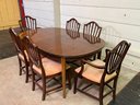 A Stunning Mahogony Dining Room Table With 6 Shieldback Chairs