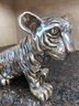 D'Argenta Silver Sitting Tiger Cub Statue 11x6x6.5 Home Decor