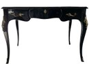 Black Hi Gloss Queen Anne Ladies Leather Top Desk  (LOC:S1)