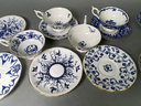 A Collection Of Coalport Blue & White Tea Cups & Saucers