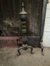 Pair Of Black Andirons & Fireplace Cover