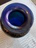 Iridized Cobalt Blue Vase, Signed 'old Art Glass'