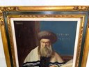 Vintage Oil On Canvas Portrait Of Rabbi Signed Illegibly