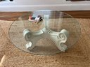 Antique Coffee Table With Round Glass Top