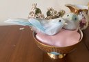 Gold Trimmed Porcelains With Nesting Birds