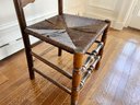 Vintage Country French Ladderback Chair With Rush Seat