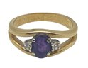 14K Gold Ring With Amethyst And Diamonds 2.3 DWT