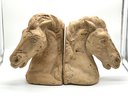 Vintage 1974 Chalkware Horse Bookends - Signed Jaru - Note Chip In Picture