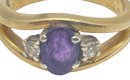 14K Gold Ring With Amethyst And Diamonds 2.3 DWT