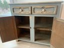 Antique Tall Two Drawer Server Cabinet With Porcelain Handles