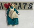 Cat Lot - Prestige Ceramic Cat Doll & I Love Cats Handmade Sign